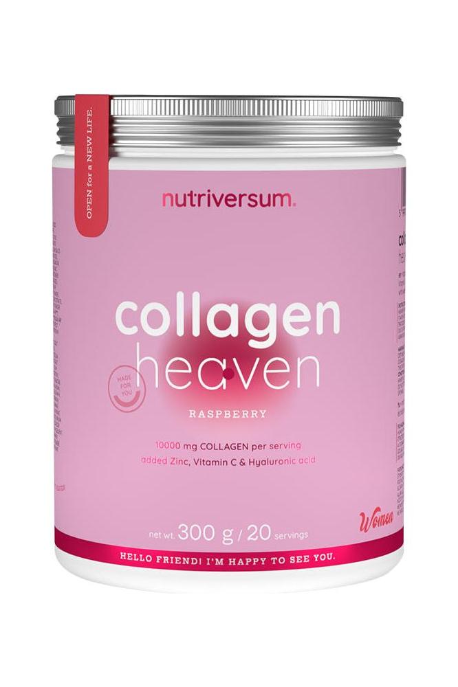 Nutriversum Collagen Heaven powder for women, raspberry flavor, 10000 mg collagen per serving, 300 g container.