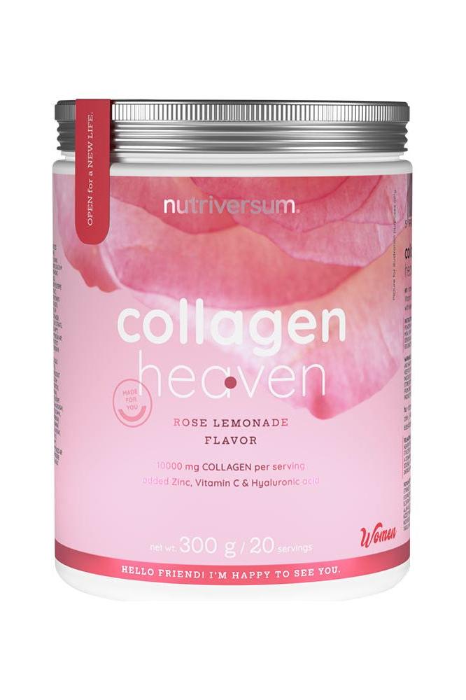 Nutriversum Collagen Heaven in rose lemonade flavor, 300g container for enhanced beauty and skin health.