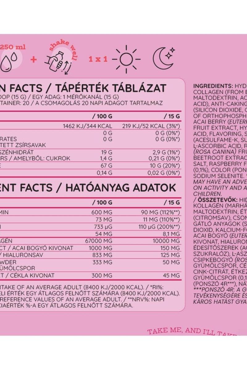 Nutriversum Collagen Heaven nutritional facts label with ingredients and serving sizes.