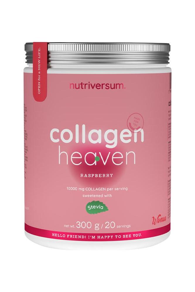 Nutriversum Collagen Heaven raspberry powder, 10000 mg collagen, 300g, with stevia and antioxidants.