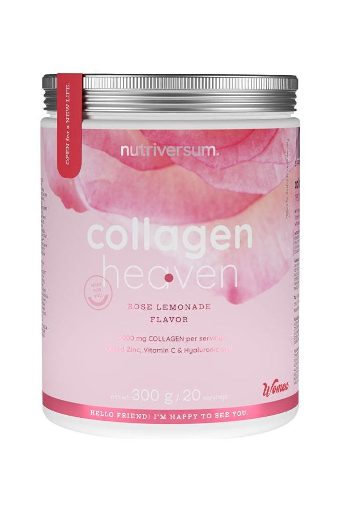 Nutriversum Collagen Heaven Rose Lemonade flavor, enriched with collagen, vitamin C, and hyaluronic acid for beauty and health.