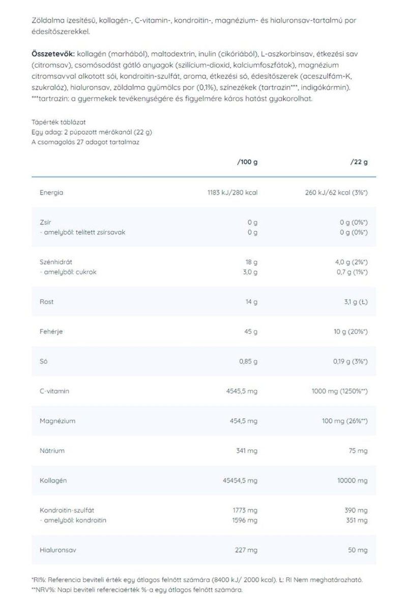 Nutriversum Collagen+ Powder nutritional information, including ingredients and health benefits details.