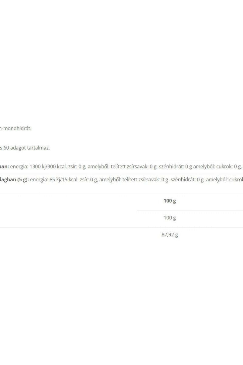 Nutriversum Creatine nutrition facts and serving size information for creatine monohydrate.