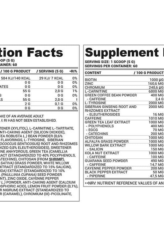 Nutriversum FBR FLOW supplement facts and ingredient list, showcasing nutritional information and serving details.