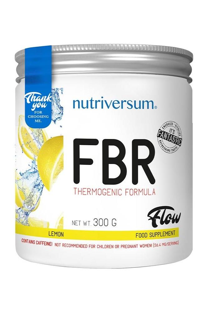 Nutriversum FBR FLOW thermogenic formula in lemon flavor, 300g food supplement for weight loss.
