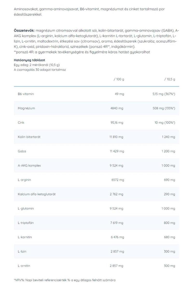 Nutriversum GH Powder nutrition facts, highlighting active ingredients and their benefits in a 315g format.
