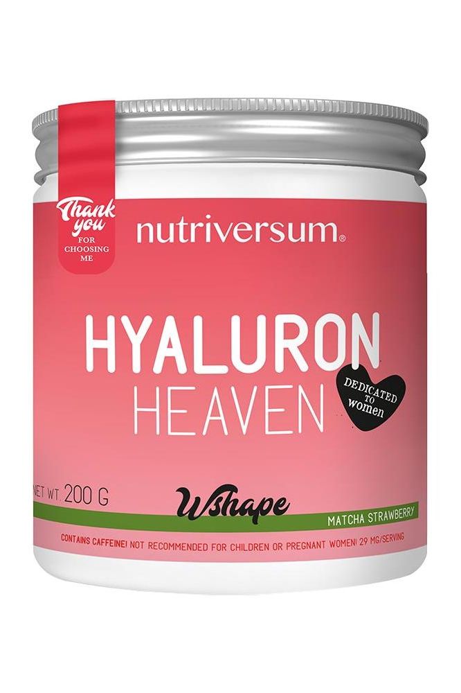 Nutriversum Hyaluron Heaven WSHAPE supplement jar with matcha strawberry flavor, 200g for beauty and wellness.