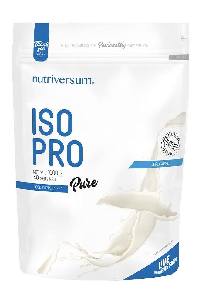 Nutriversum ISO PRO Pure protein supplement bag with 86% protein content and no added sugars.