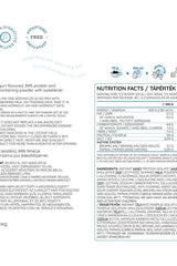 Nutriversum Iso Pro nutrition facts panel showing ingredients, protein content, and serving details for premium whey isolate.