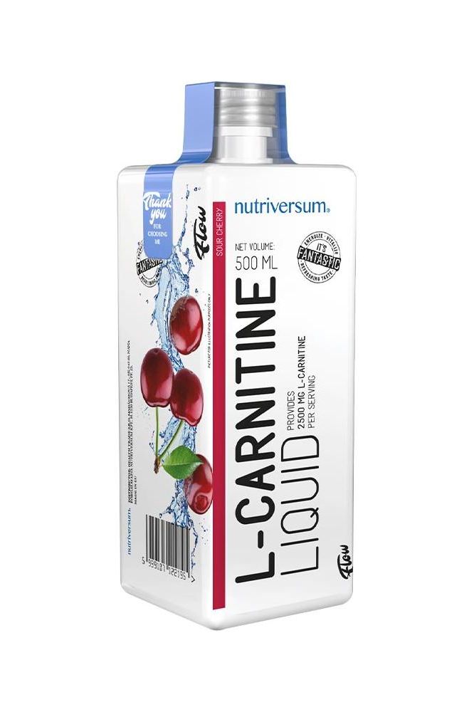 Nutriversum L-Carnitine 2500 mg liquid supplement in cherry flavor, 500 ml packaging.