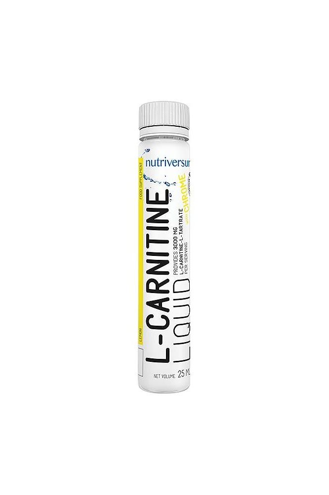 Nutriversum L-Carnitine 2500 mg liquid supplement in a 25 ml vial for weight loss and energy.