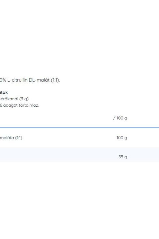 Nutriversum L-Citrullin DL-malat 200g nutrition facts table showing ingredient ratios and serving size.