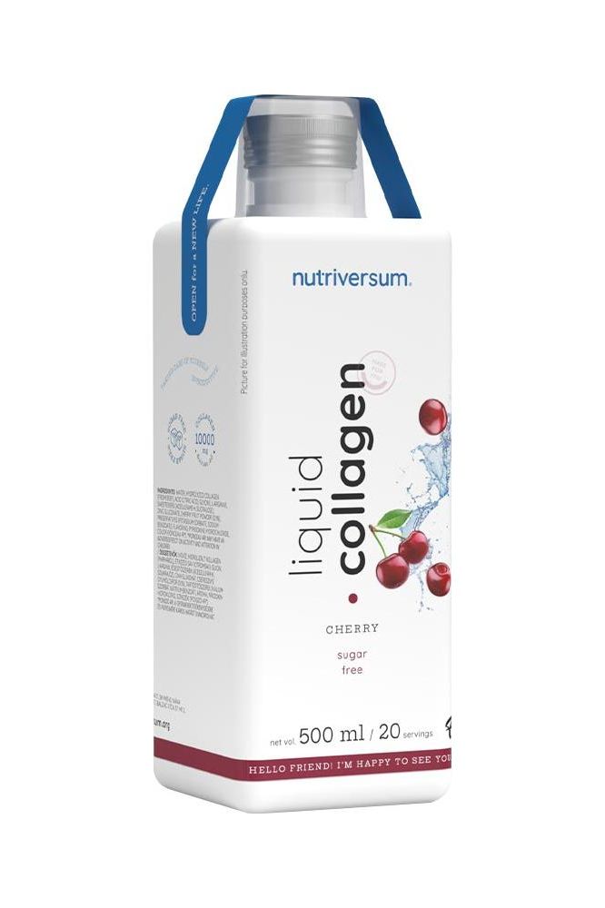 Nutriversum Liquid Collagen 10,000 Mg Sugar Free in a 500 ml cherry flavor bottle.