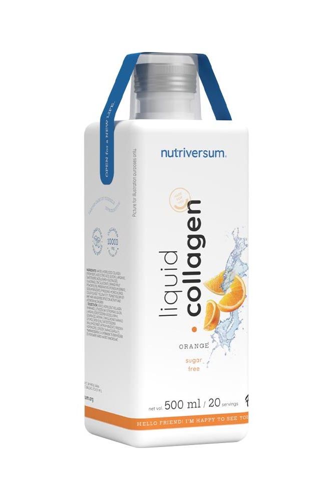 Nutriversum Liquid Collagen 10.000 Mg Sugar Free, 500 ml, orange flavor, easy to use for daily collagen intake.