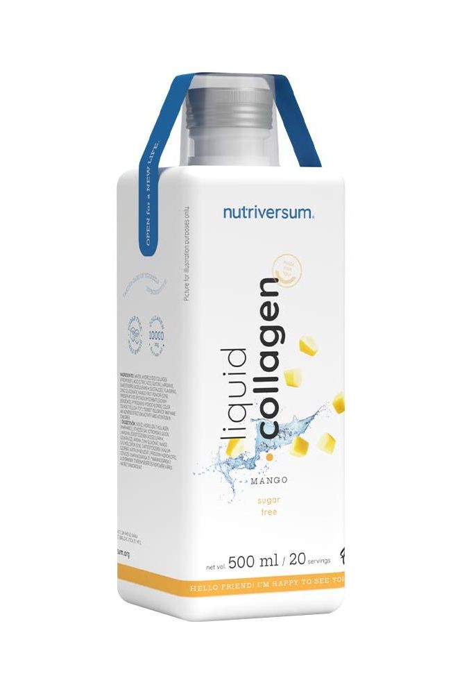 Nutriversum Liquid Collagen 10.000 Mg Sugar Free Mango flavor in 500 ml bottle with 20 servings.