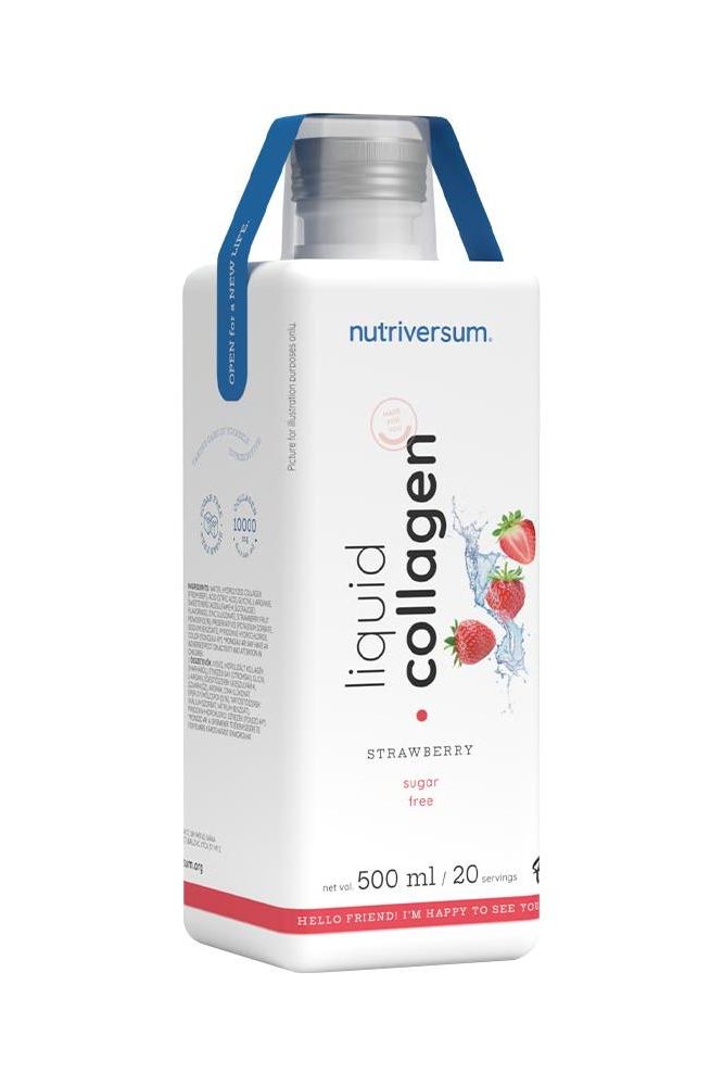 Nutriversum Liquid Collagen 10,000 Mg Sugar Free in strawberry flavor, 500ml packaging.
