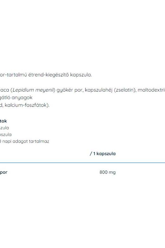 Nutriversum Maca Root supplement label listing ingredients and dosage information in capsules.