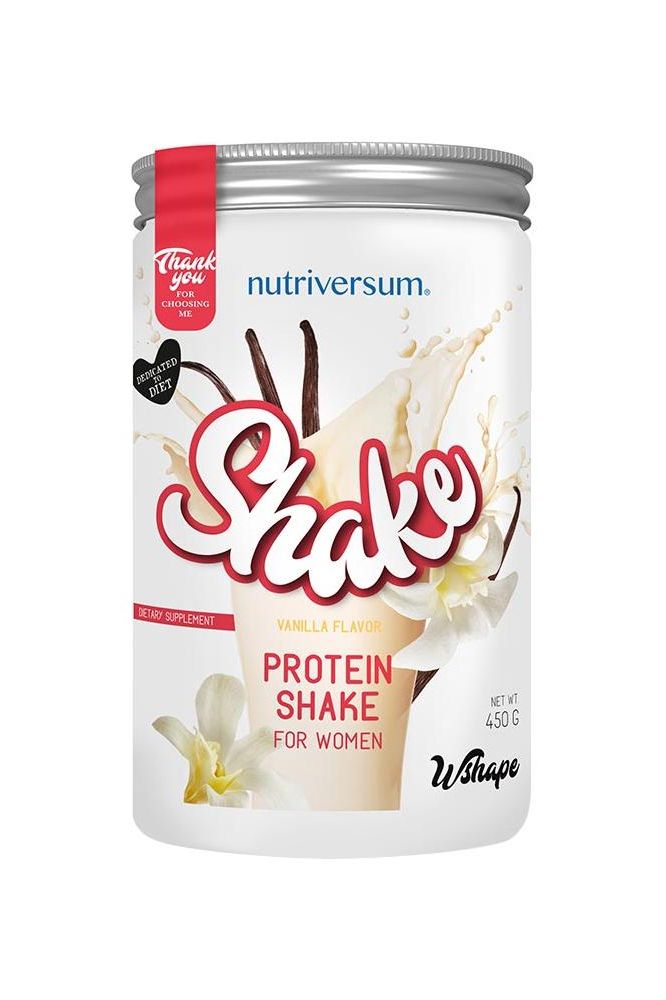Nutriversum WShape protein shake for women, vanilla flavor, 450g, low calorie, high fiber, gluten-free.