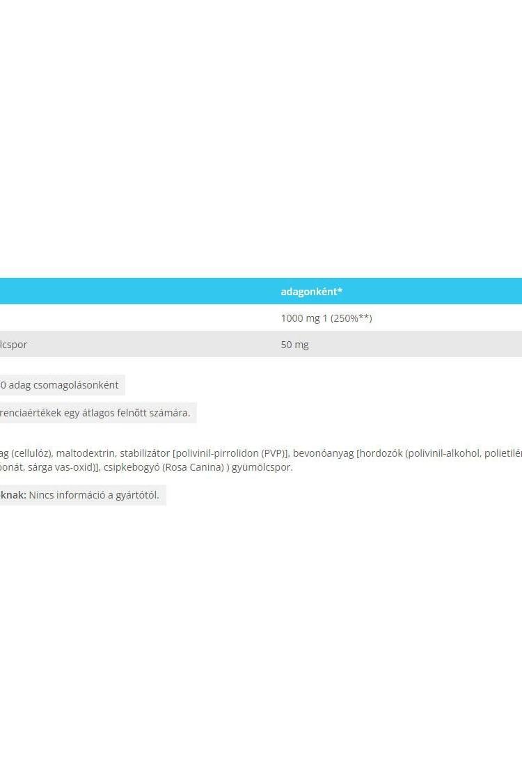 Nutriversum Vitamin C supplement ingredient details, including dosage and procurement information.