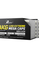 Olimp AAKG Extreme Mega Caps packaging, dietary supplement for improved training performance and muscle recovery.