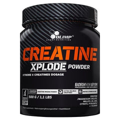Olimp Creatine Xplode powder 500g container for enhancing workout performance and muscle recovery.