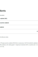 Ingredient list for Olimp Labs Glucosamine Plus capsules showing glucosamine and chondroitin contents.