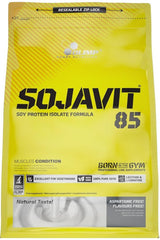 Olimp Sojavit 85 soy protein isolate in resealable packaging for muscle conditioning, 700 grams.
