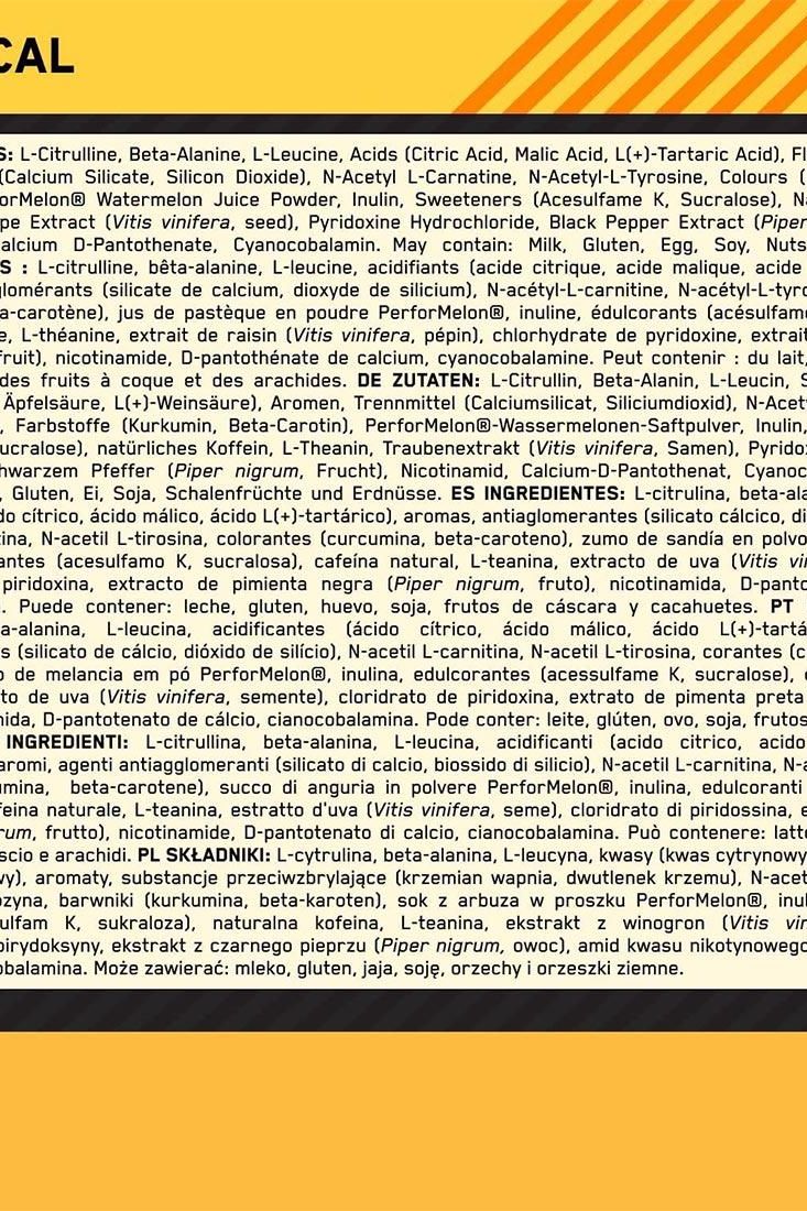 Ingredient list for Optimum Nutrition - Gold Standard Pre-Workout Advanced highlighting key components.
