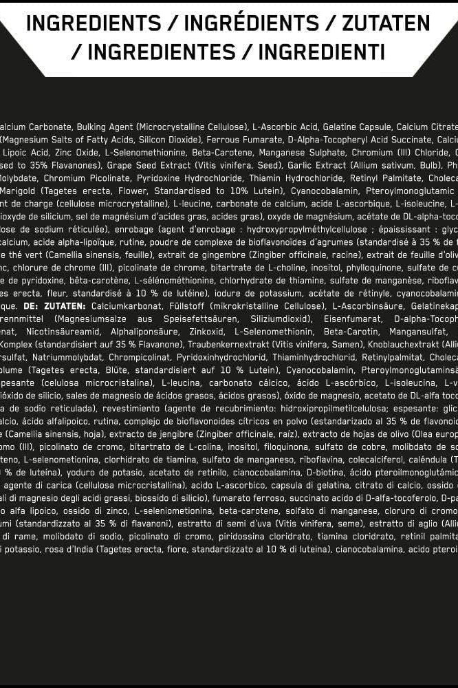 Detailed ingredients list for Optimum Nutrition - Opti-Women highlighting essential nutrients and vitamins.