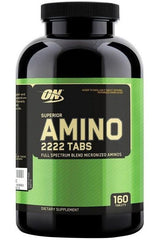 Optimum Nutrition Superior Amino 2222 Tabs bottle with 160 tablets, full spectrum amino acid blend.