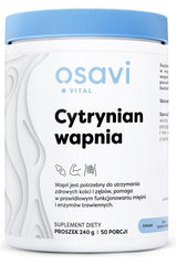 Osavi Calcium Citrate supplement powder, 240g container for bone and dental health, vegan-friendly diet.