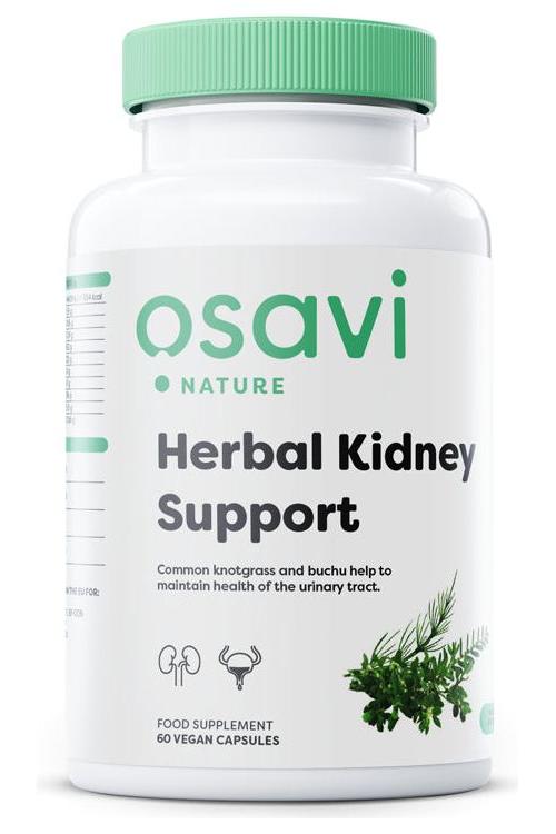 Osavi Herbal Kidney Support supplement bottle with 60 vegan capsules for urinary tract health.