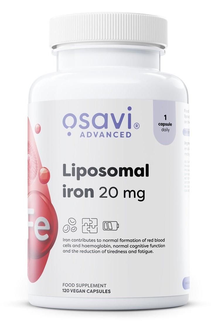 Osavi Liposomal Iron supplement, 20 mg, supports red blood cell formation and cognitive function, 120 vegan capsules.