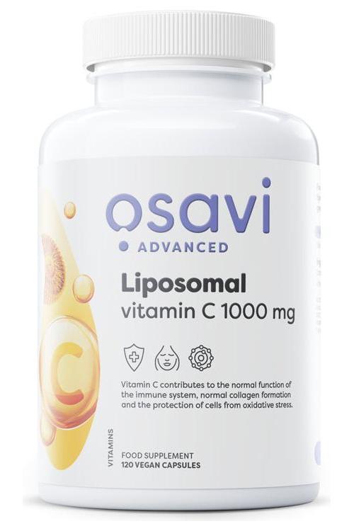 Osavi Liposomal Vitamin C supplement bottle with 1000 mg of Vitamin C for immune support and collagen formation.