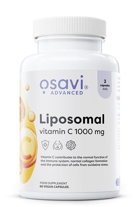 Osavi Liposomal Vitamin C 1000 mg supplement in vegan capsules for immunity and collagen support.