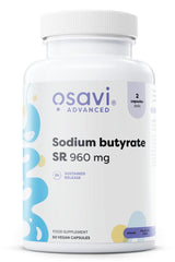 Osavi Sodium Butyrate SR 960 mg supplement for gut health, vegan, 60 capsules, sustained release formula.