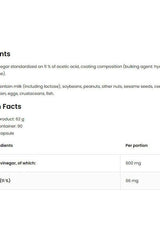 OstroVit Apple Cider Vinegar VEGE supplement nutrition facts and ingredient details.