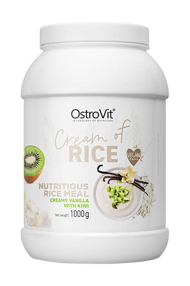 OstroVit Cream of Rice 1000g container, nutritious vegan rice meal with kiwi and creamy vanilla flavor.