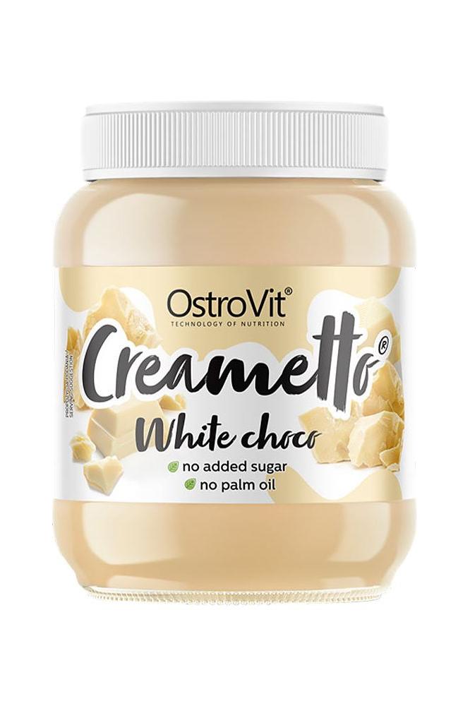 OstroVit Creametto White Choco jar, no added sugar, no palm oil, healthy spread for desserts and snacks.