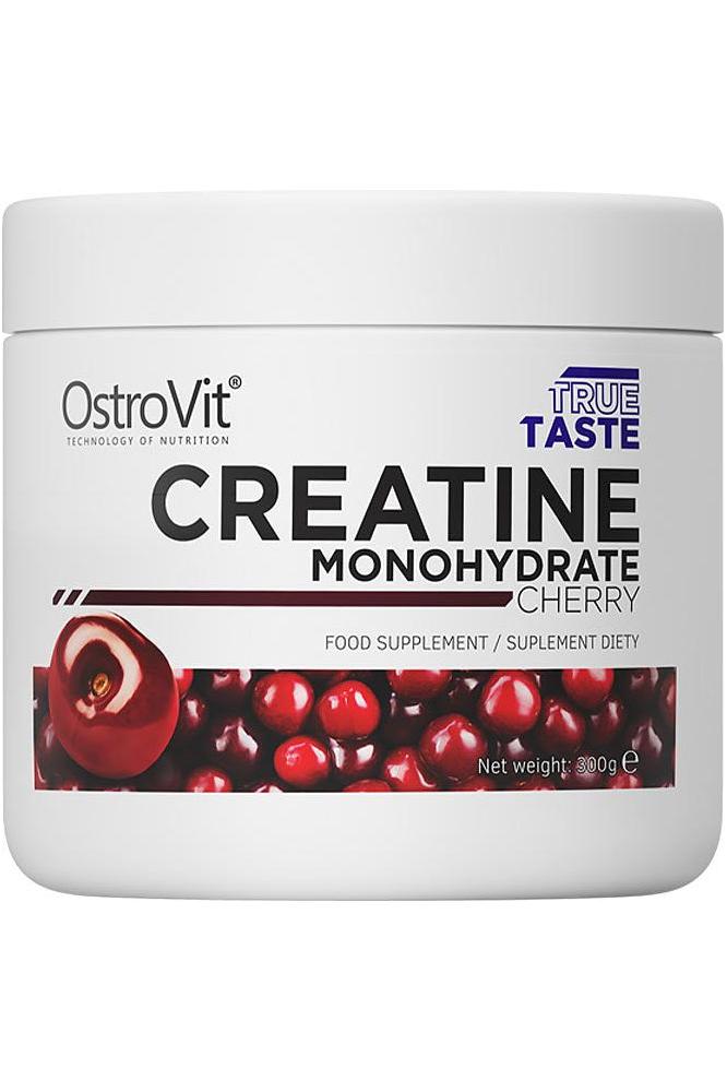 OstroVit Creatine Monohydrate Cherry, a dietary supplement for strength and endurance, 300g tub.