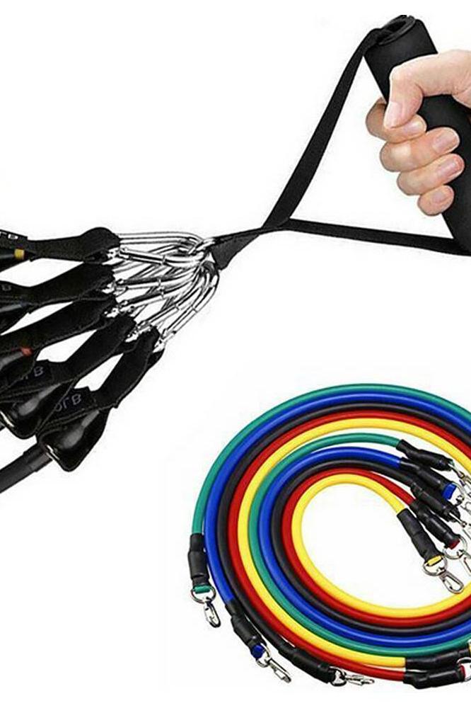 OstroVit Expander Training Bands Set with colorful resistance bands and handles for effective workouts and rehabilitation.