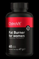 OstroVit Fat Burner for women bottle, dietary supplement with 60 capsules, supports fat burning and metabolism.