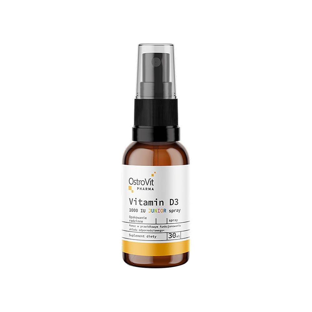 OstroVit Pharma Vitamin D3 1000 IU Junior spray bottle, 30 ml, dietary supplement for all ages.