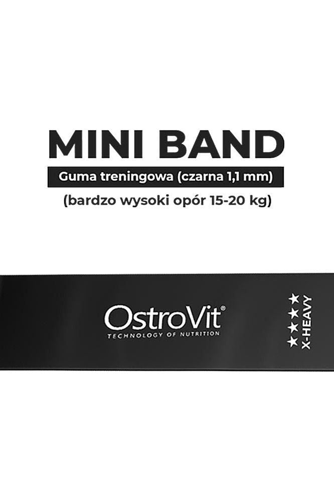OstroVit mini resistance band, strong black training band for effective workouts.