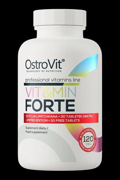 OstroVit Vit&Min Forte dietary supplement bottle with 120 tablets for optimal health support.