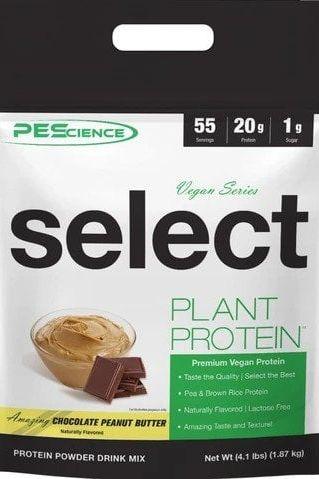PEScience Select Protein Vegan Series bag featuring Amazing Chocolate Peanut Butter flavor and plant protein benefits.