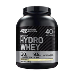Optimum Nutrition Platinum Hydrowhey protein powder in vanilla bean flavor, 30g protein per serving, 1.6 kg.