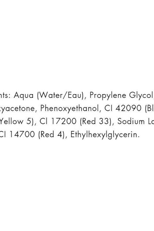 Ingredients list for Pro Tan Instant Competition Color Top Coat including Aqua, Propylene Glycol, and colorants.