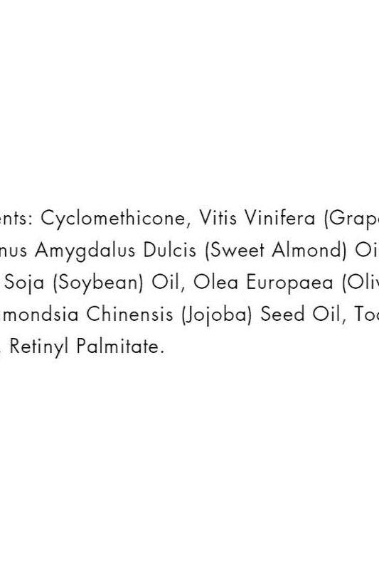 Ingredients list for Pro Tan Show Shine Ultra-Light Posing Oil including oils and skin-benefiting compounds.