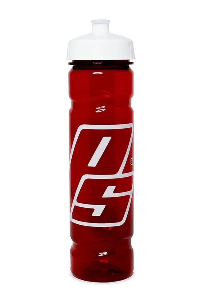 ProSupps squeeze water bottle in red, lightweight, durable, and perfect for hydration during workouts.